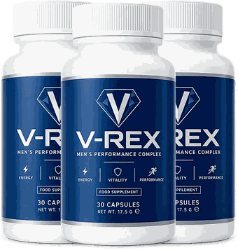 V-Rex Male Enhancement Capsules – tre dåser med mændenes performance-kompleks, 30 kapsler i hver